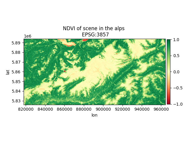NDVI of scene in the alps EPSG:3857